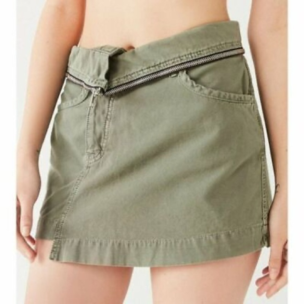 Urban Outfitters green mini skirt with zipper waist